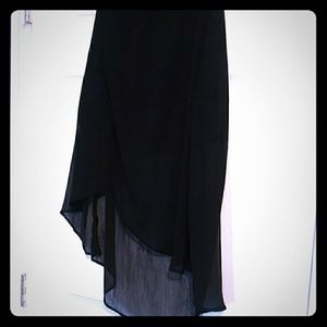 Black slit leg asymmetrical skirt